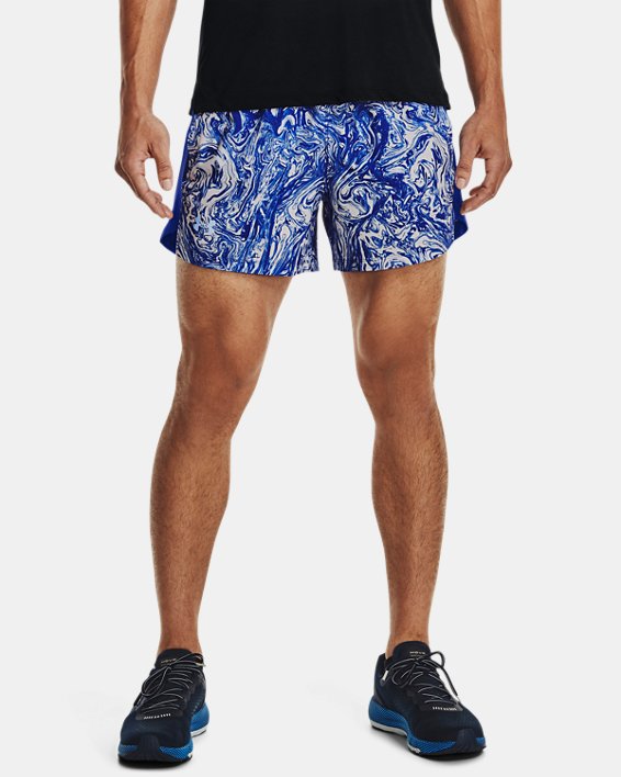Men's UA Launch SW 5'' Printed Shorts in Blue image number 0